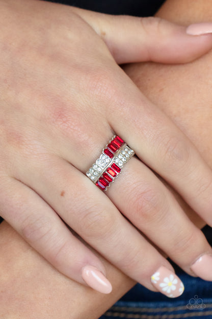 Put Them in Check - red - Paparazzi ring