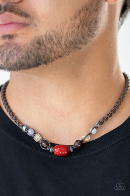 Put Up A BEACHFRONT - red - Paparazzi mens necklace