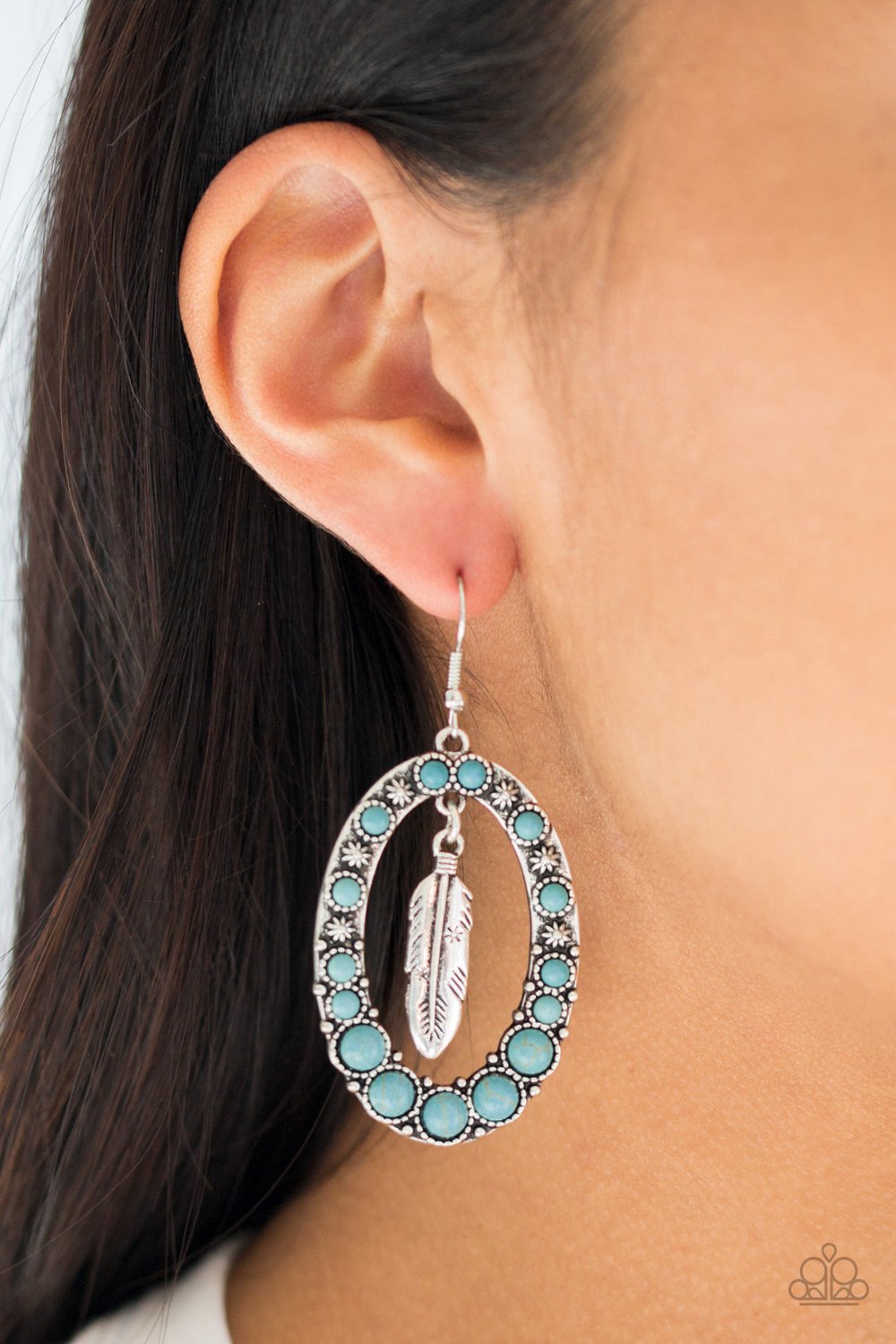 Put Up a FLIGHT-blue-Paparazzi earrings