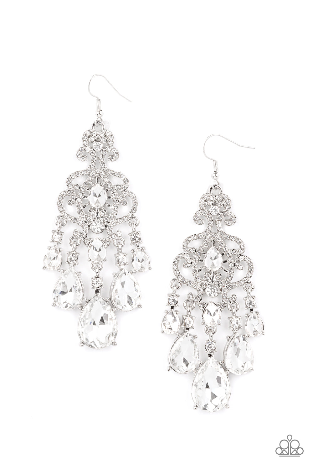 Queen of All Things Sparkly - white - Paparazzi earrings