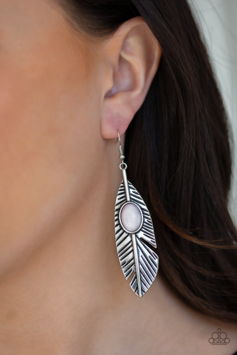 Quill Thrill-silver-Paparazzi earrings