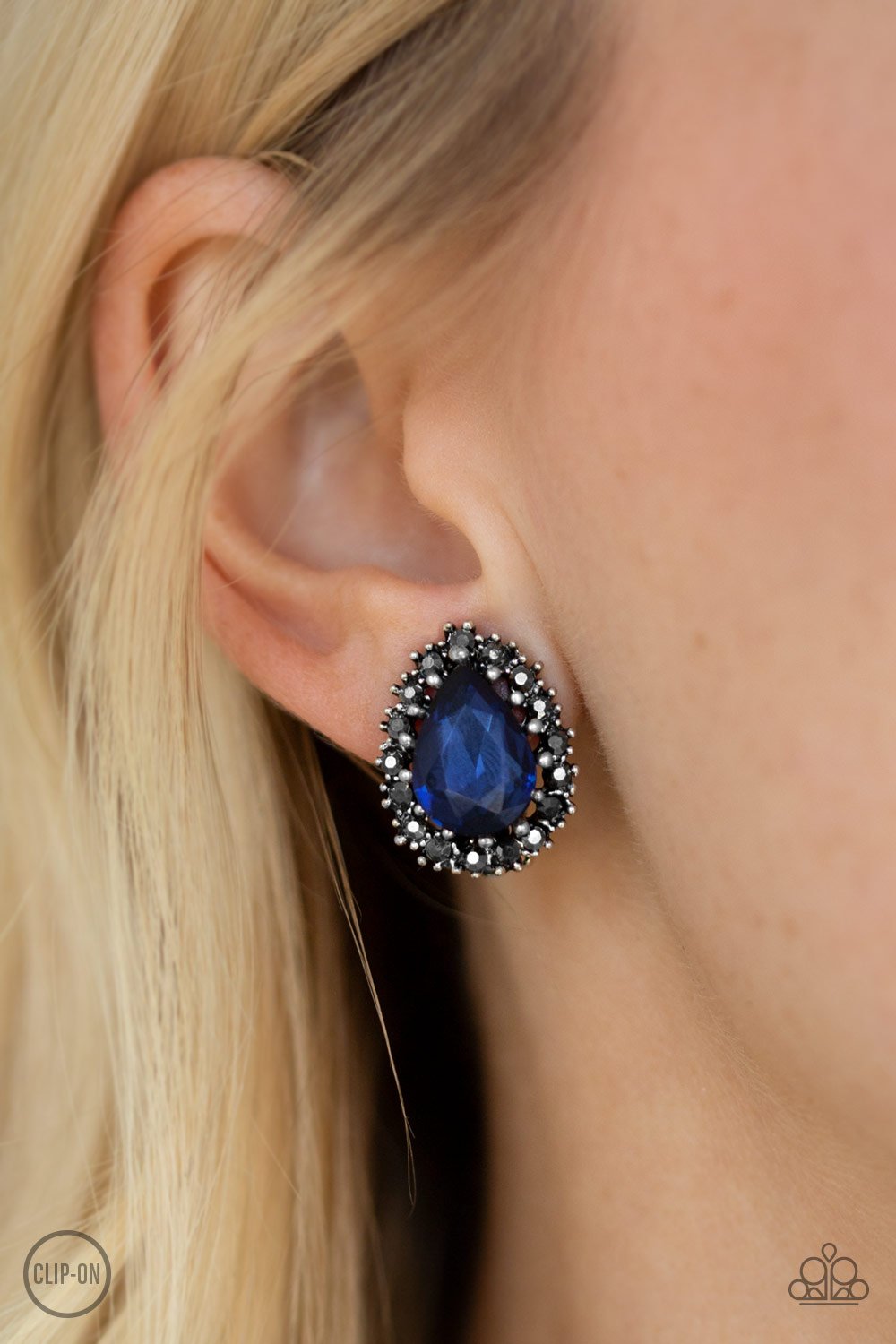 Quintessentially Queen-blue CLIP ONS-Paparazzi earrings