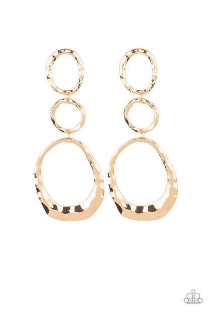 Radically Rippled - gold - Paparazzi earrings