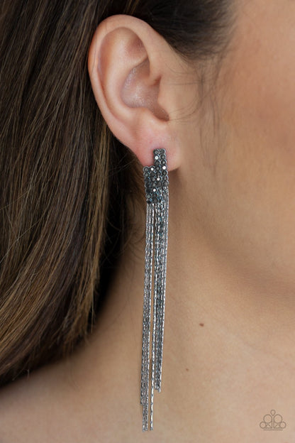 Radio Waves-black-Paparazzi earrings