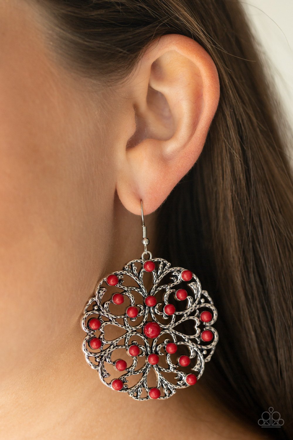Rainbow Dew-red-Paparazzi earrings