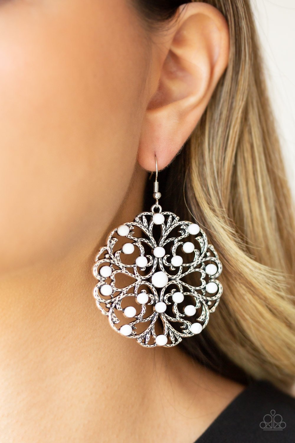 Rainbow Dew-white-Paparazzi earrings