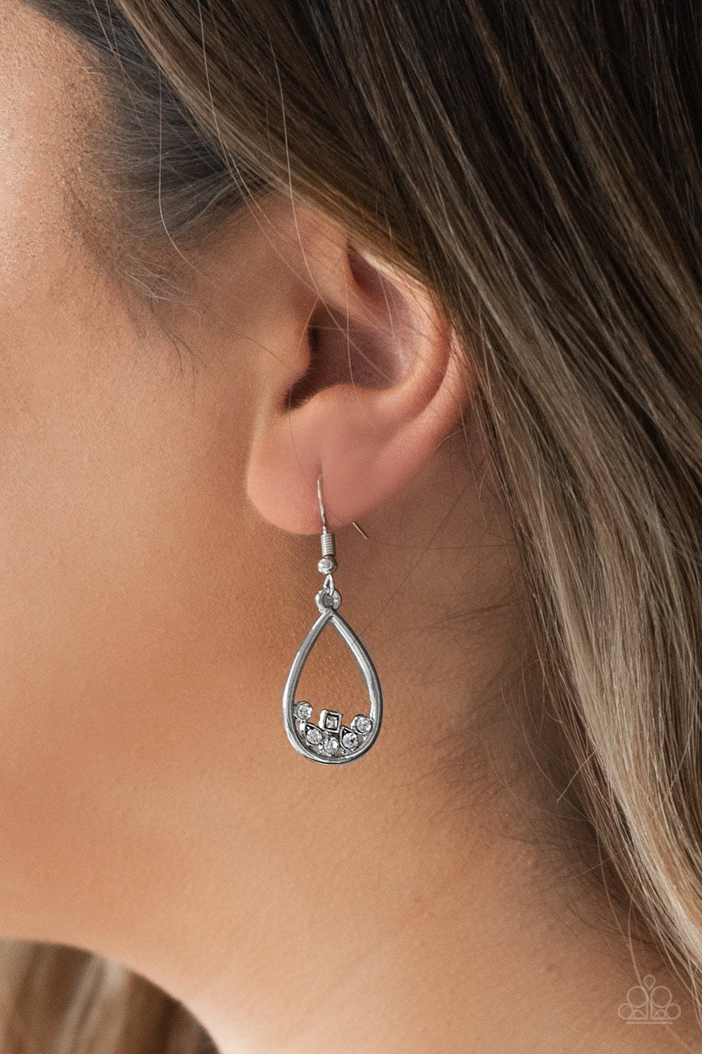 Raindrop Radiance-white-Paparazzi earrings