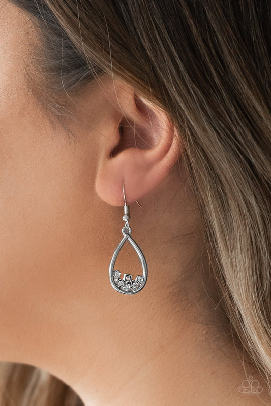 Raindrop Radiance-white-Paparazzi earrings
