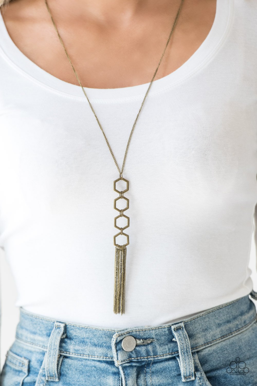 Ready, Set, GEO-brass-Paparazzi necklace