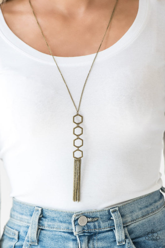 Ready, Set, GEO-brass-Paparazzi necklace