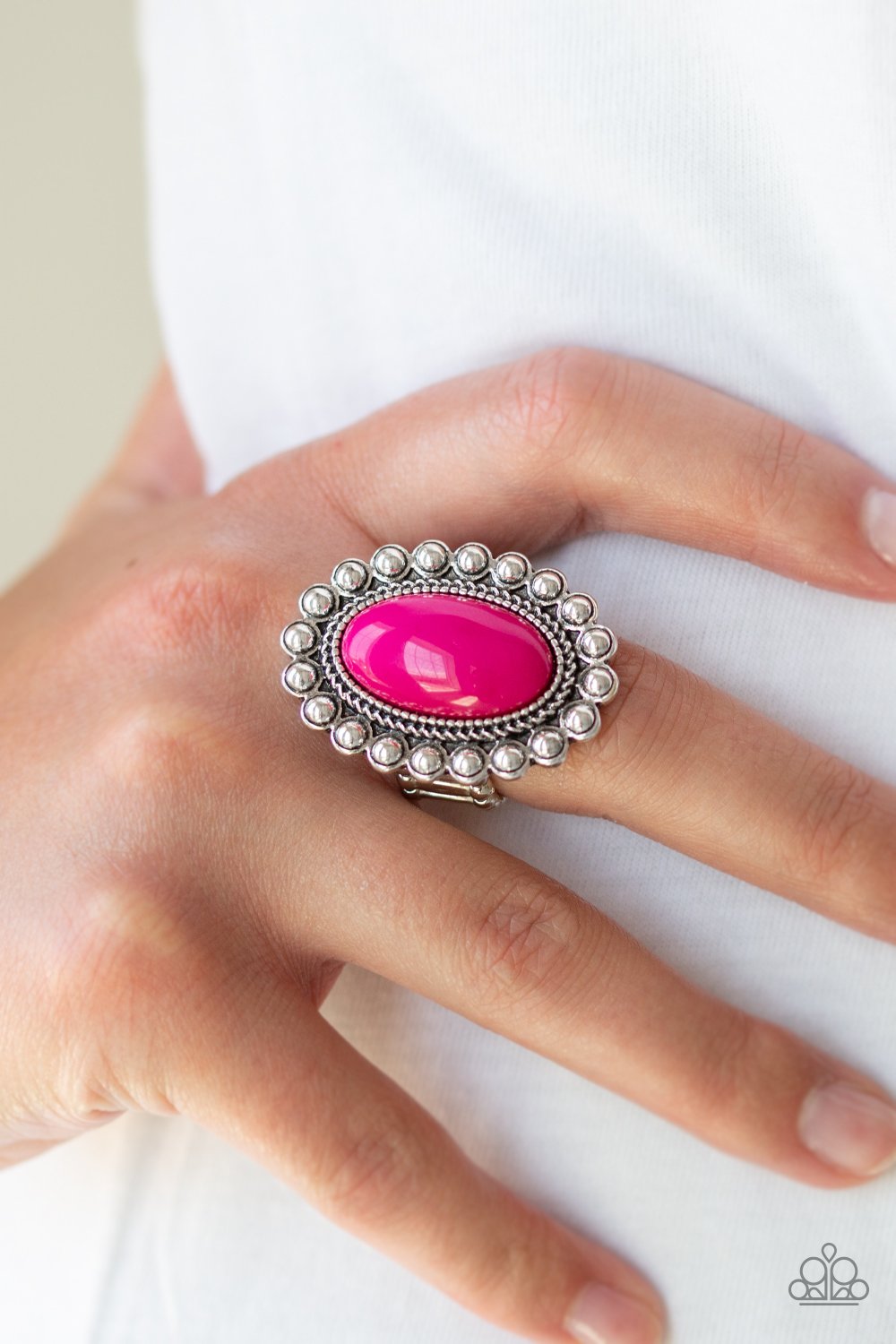 Ready to POP-pink-Paparazzi ring