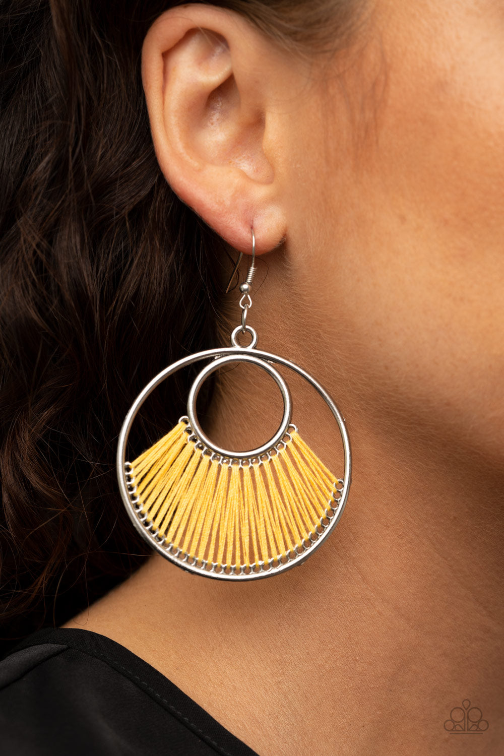 Really High-Strung - yellow - Paparazzi earrings