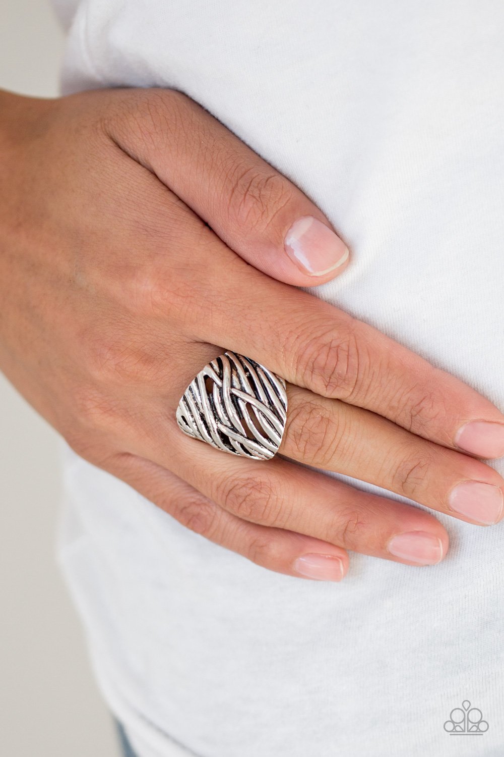 Really Riveting-silver-Paparazzi ring
