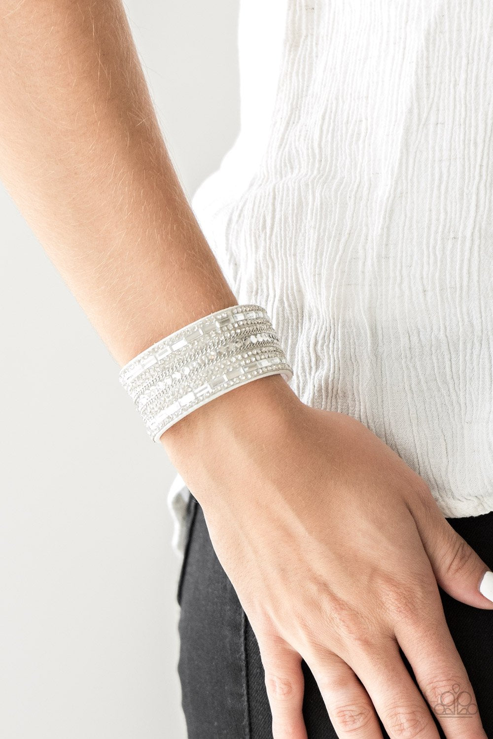 Rebel Radiance-white-Paparazzi bracelet