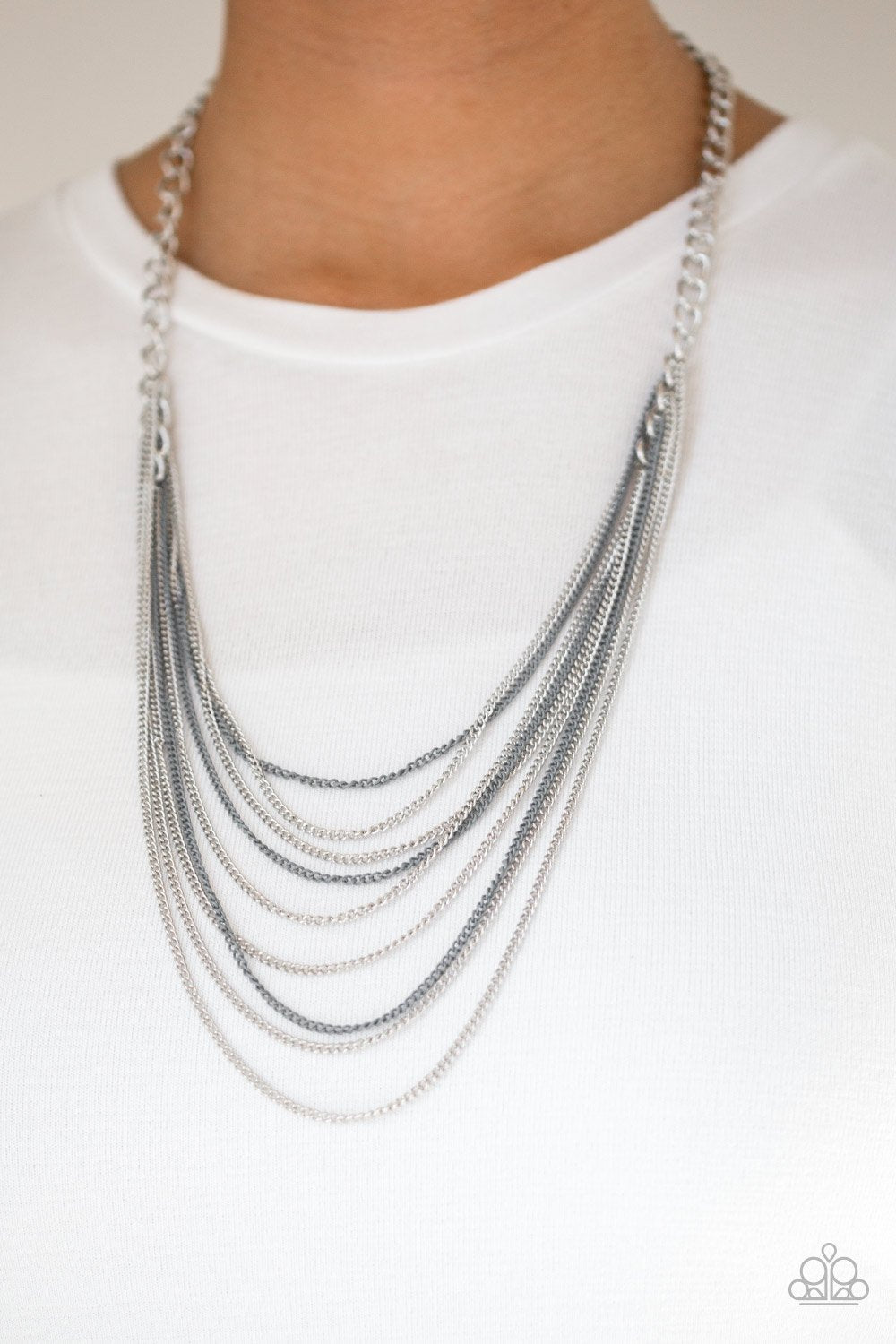 Rebel Rainbow-silver-Paparazzi necklace