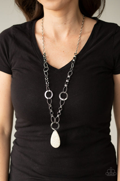 Recycled Refinement - white - Paparazzi necklace