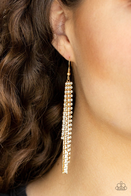 Red Carpet Bombshell-gold-Paparazzi earrings