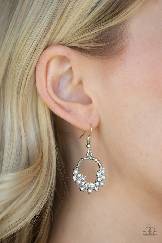 Refined Razzle-white-Paparazzi earrings