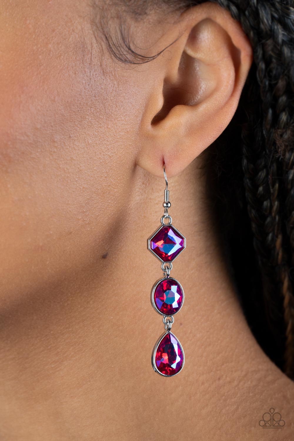 Reflective Rhinestones - pink - Paparazzi earrings