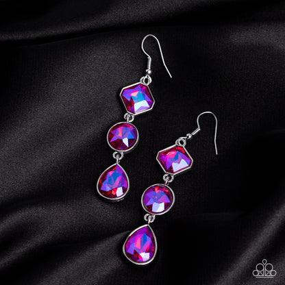 Reflective Rhinestones - pink - Paparazzi earrings