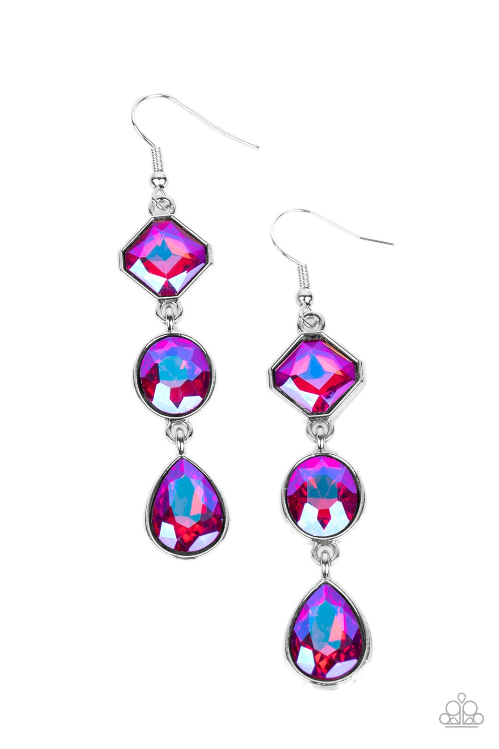 Reflective Rhinestones - pink - Paparazzi earrings