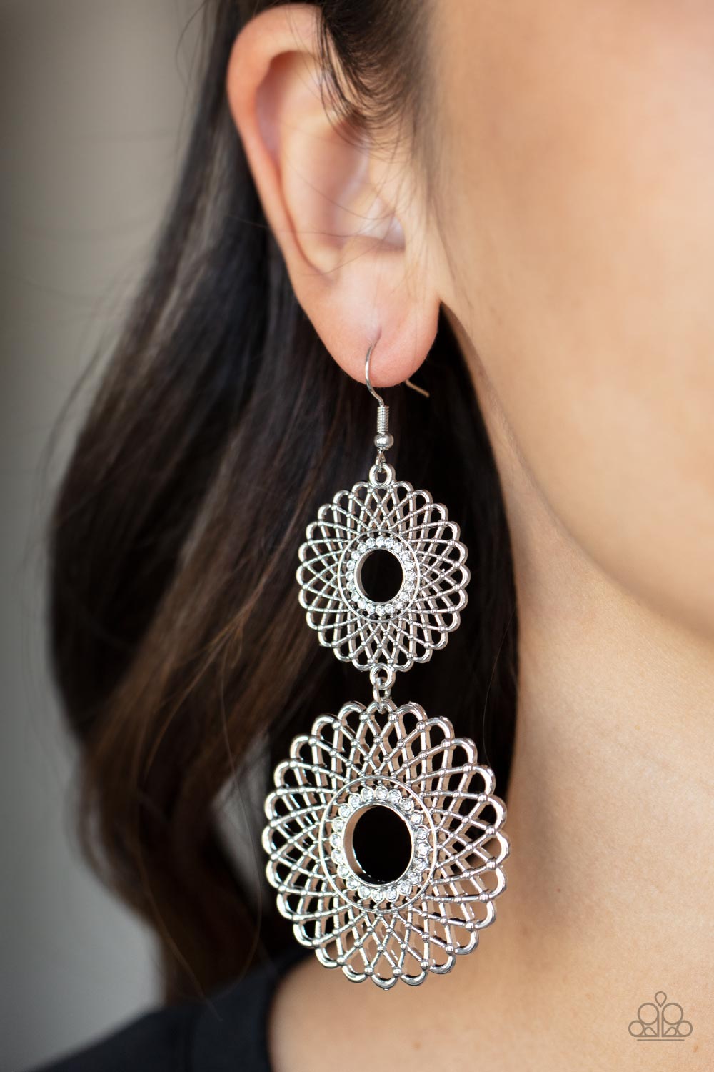Regal Roulette - white - Paparazzi earrings