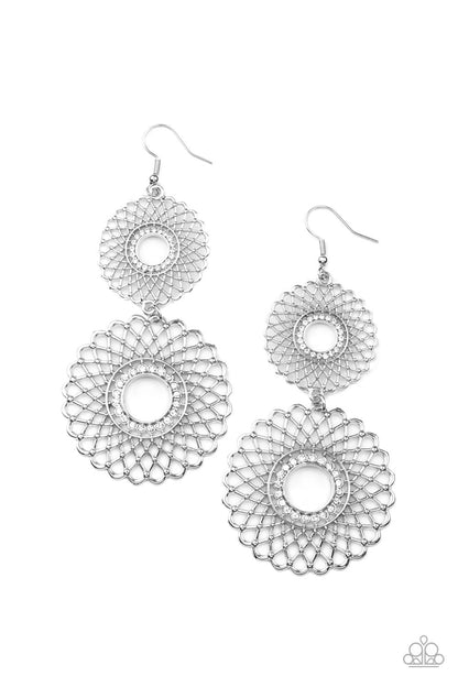 Regal Roulette - white - Paparazzi earrings
