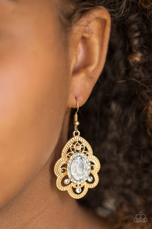 Reign Supreme-gold-Paparazzi earrings