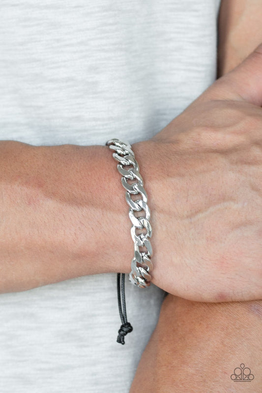 Renegade-silver-Paparazzi mens bracelet