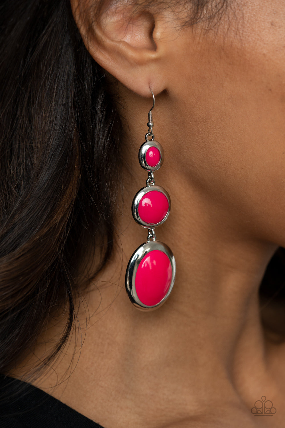 Retro Reality - pink - Paparazzi earrings