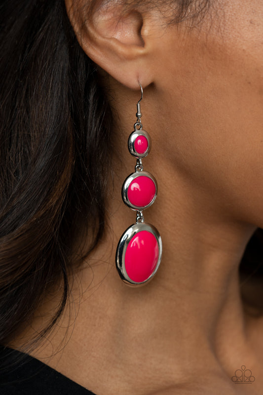 Retro Reality - pink - Paparazzi earrings