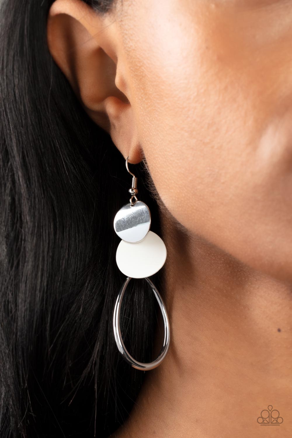 Retro Reception - white - Paparazzi earrings