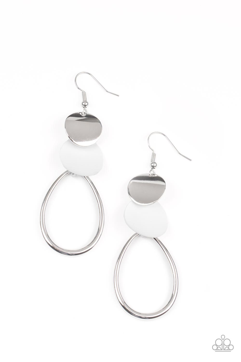 Retro Reception - white - Paparazzi earrings