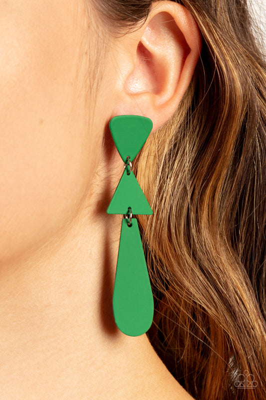 Retro Redux - green - Paparazzi earring