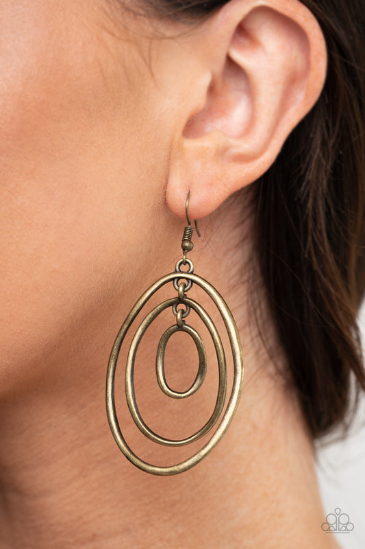 Retro Ruins - brass - Paparazzi earrings
