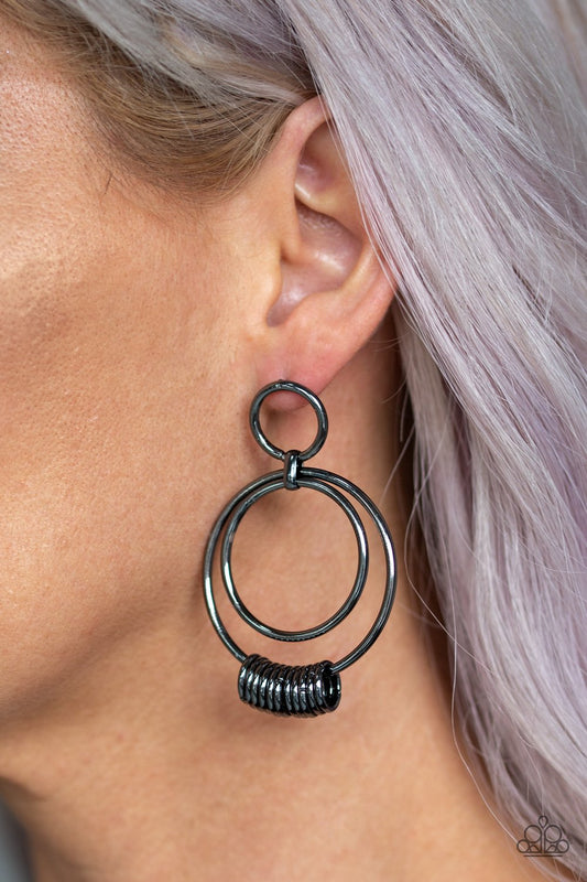 Retro Revolution-black-Paparazzi earrings