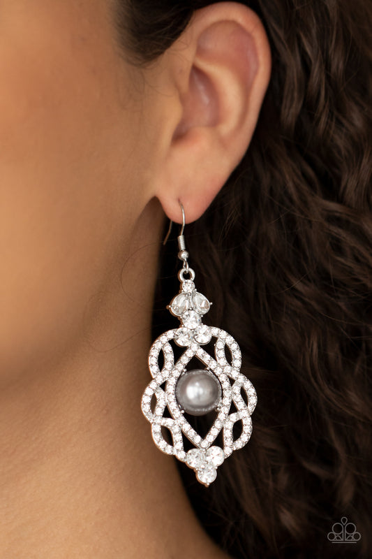 Rhinestone Renaissance - silver - Paparazzi earrings
