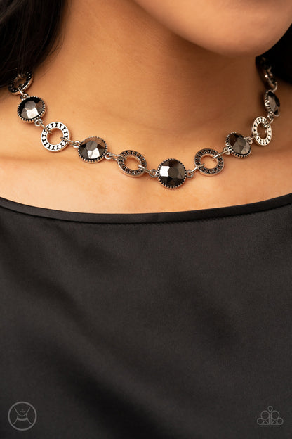 Rhinestone Rollout - silver - Paparazzi necklace