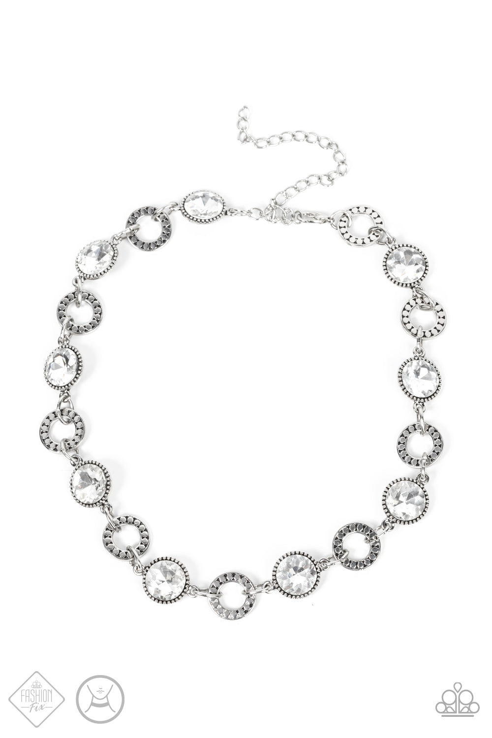 Rhinestone Rollout - white - Paparazzi necklace