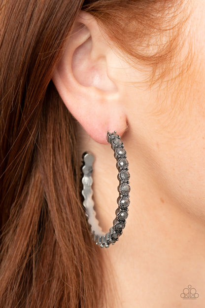 Rhinestone Studded Sass - silver - Paparazzi earrings