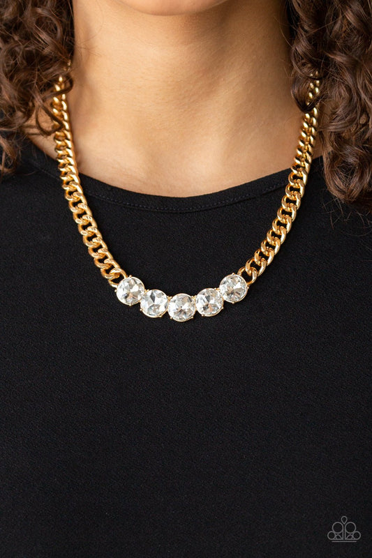 Rhinestone Renegade-gold-Paparazzi necklace