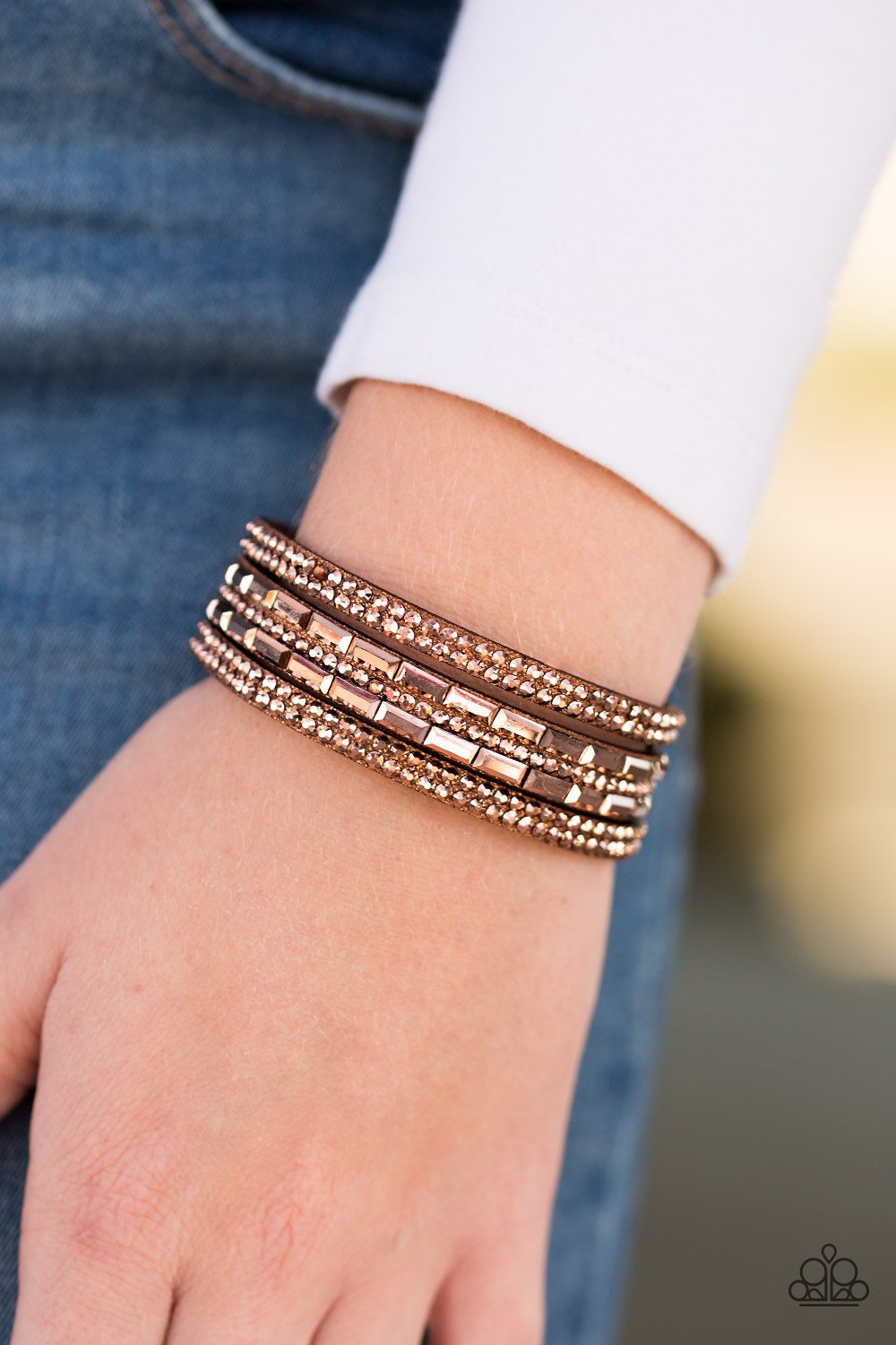 Rhinestone Rock Star - copper - Paparazzi bracelet