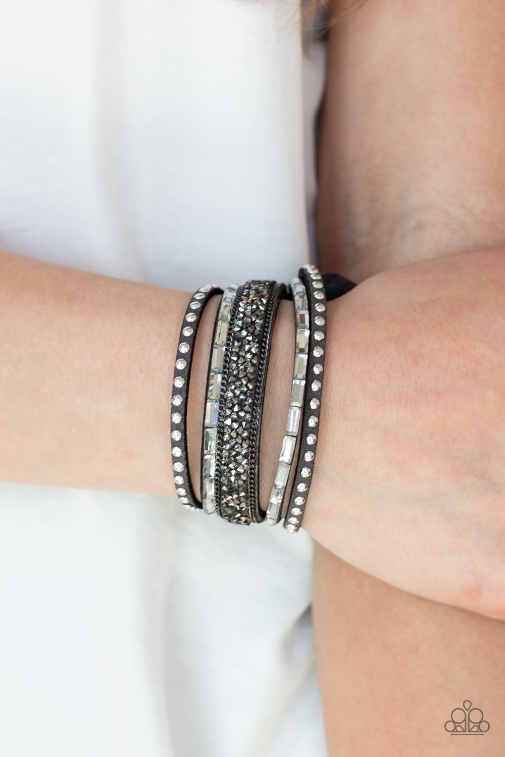 Rhinestone Rocker - silver - Paparazzi bracelet