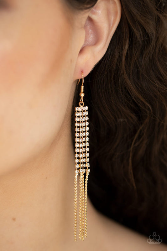 Rhinestone Romance-gold-Paparazzi earrings