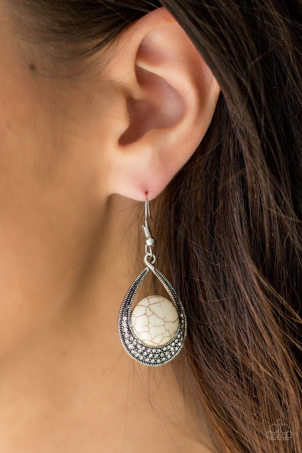 Richly Rio Rancho - white - Paparazzi earrings