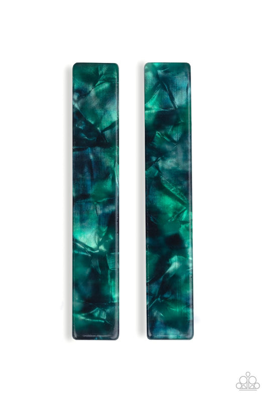 Right HAIR, Right Now-green-Paparazzi hair clips