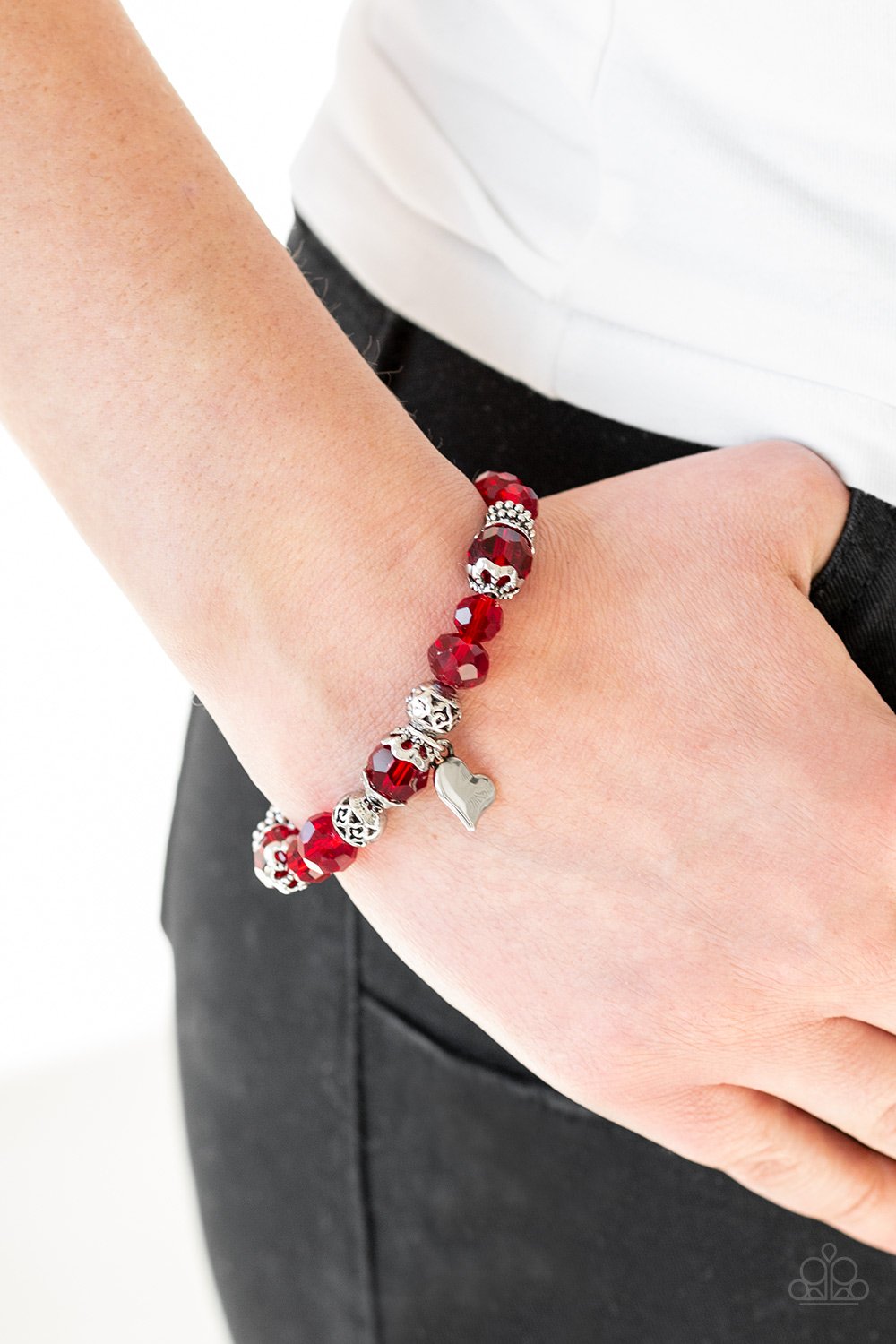 Right on the Romance-red-Paparazzi bracelet
