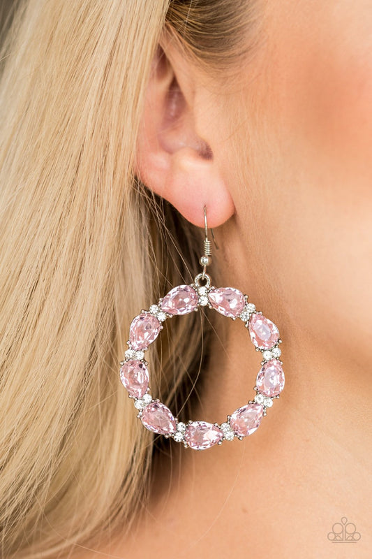 Ring Around the Rhinestones - pink - Paparazzi earrings