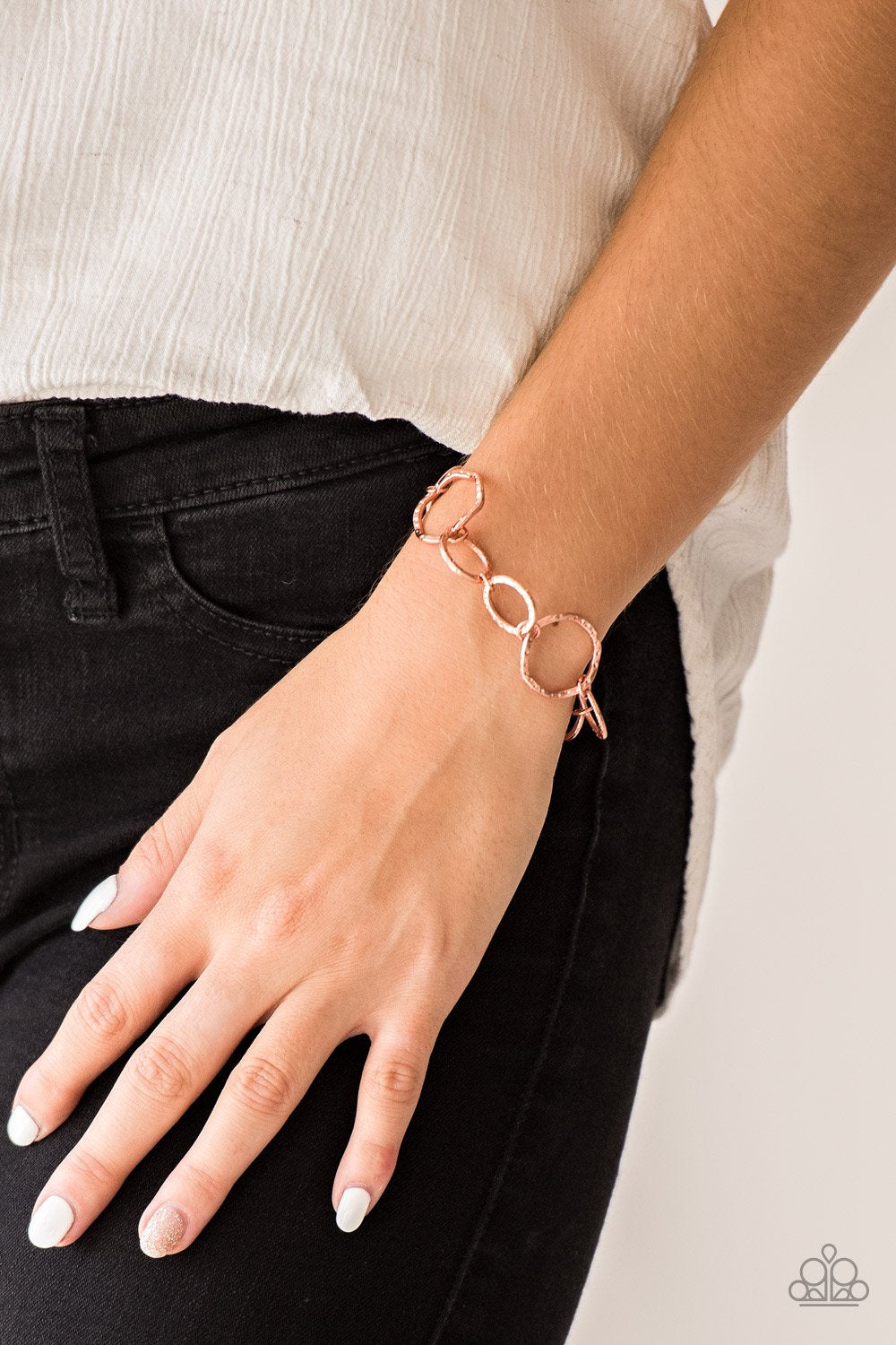 Ring Up the Curtain-copper-Paparazzi bracelet