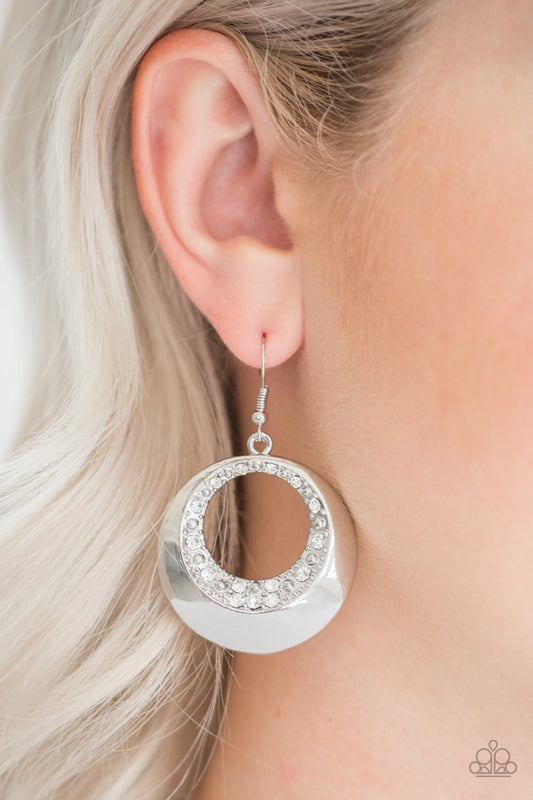 Ringed in Refinement-white-Paparazzi earrings